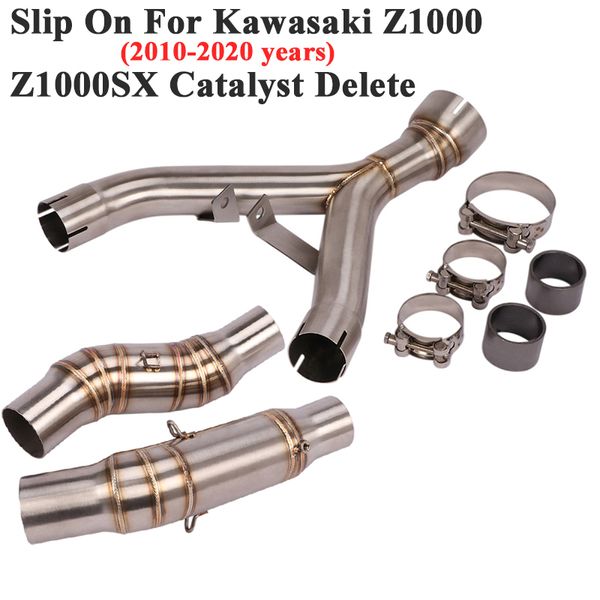 

slip on for z1000 z1000sx 2010 - 2020 motorcycle exhaust escape modify middle link pipe cat delete eliminator enhanced