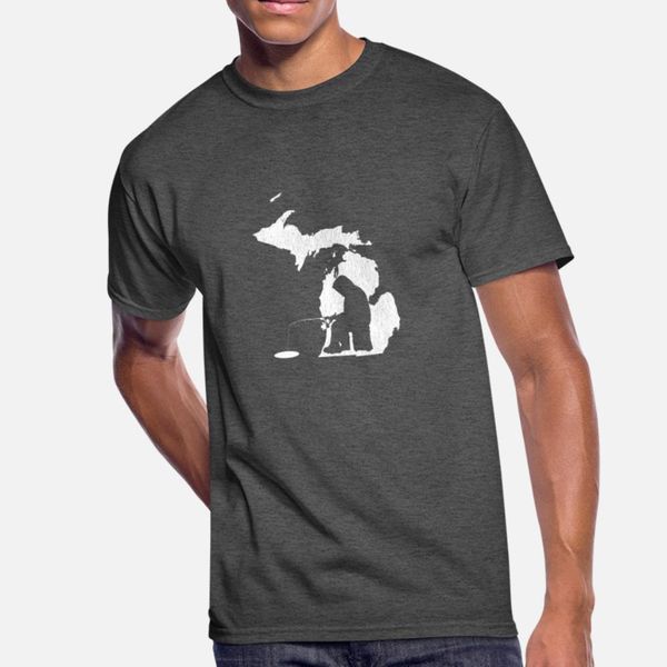 

michigan vintage ice fishing государство карта tee подарок это тенниска мужчина пользовательских хлопок o шея оригинал сыпучей смешная повсе