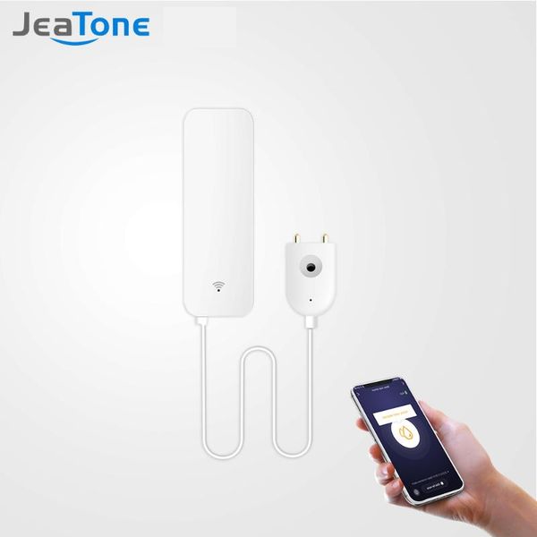 

jeatone wifi water leakage sensor detector overflow flood leakage alerts remote monitor leak notifications for security system