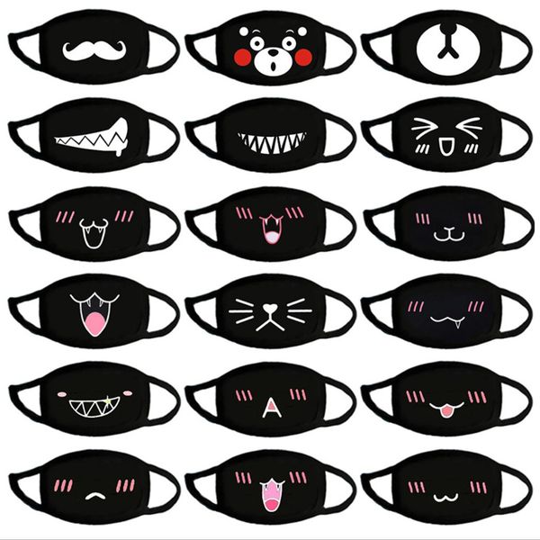 

funny face mask anti-dust cotton woman men fashion winter warm black washable reusable running protective masks in stock