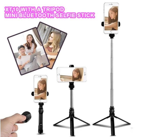 Treppiede Selfie Stick Controllo Bluetooth mini Palmare allungabile con otturatore remoto Bluetooth per iPhone Treppiede selfie mobile Android