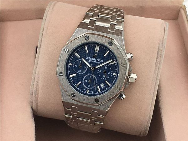 

24 all subdials work mens watches stainless steel quartz ap wristwatches satch luxury watch, Black