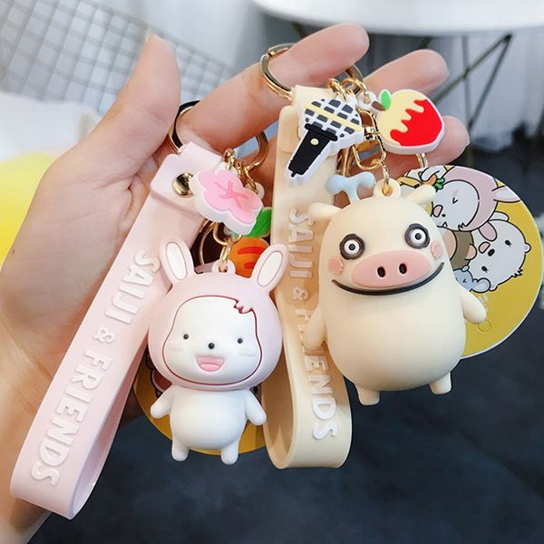 

2020 cute cartoon lion keychain gifts for women girls bag pendant epoxy pvc figure charms couple key chains jewelry porte clef, Silver