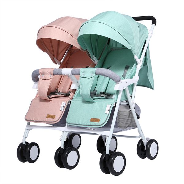 

twin baby stroller lightweight two-seater size treasure two-child artifact can sit and lie double -absorbing folding cart