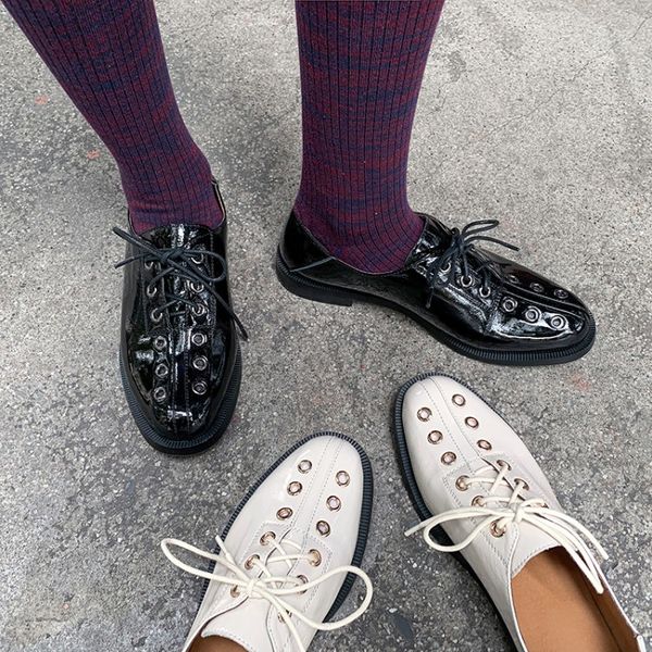 

genuine leather shoes 2020 new women vintage england flats single shoes female casual flats brogue, Black