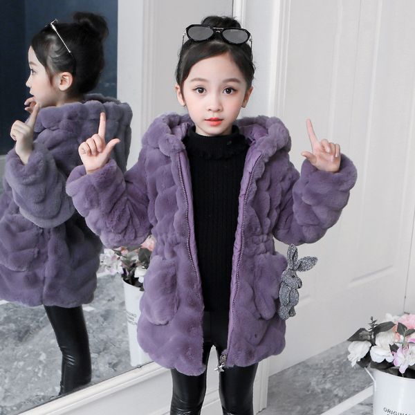 

winter girls coat faux fur jacket elegant baby girls fur coat warm parka children casual outwear z561, Blue;gray