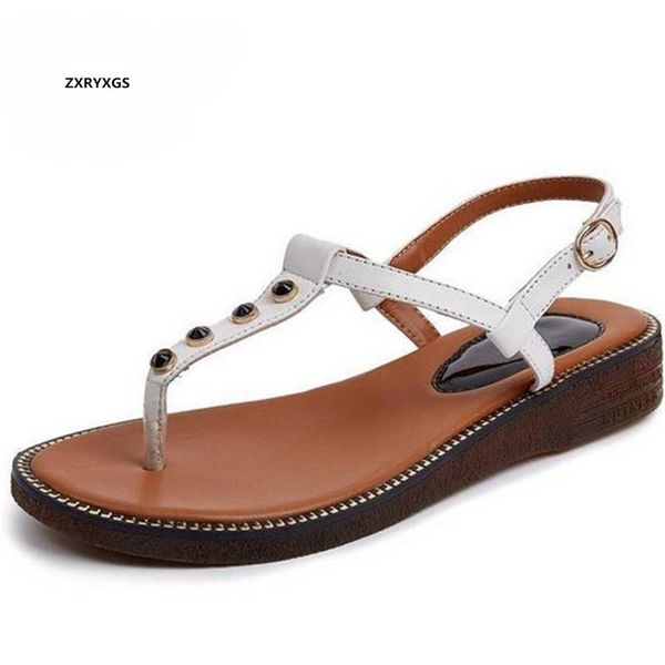 

new open toe summer shoes flip flop sandals women shoes sandals genuine leather soft cow muscle sole casual, Black