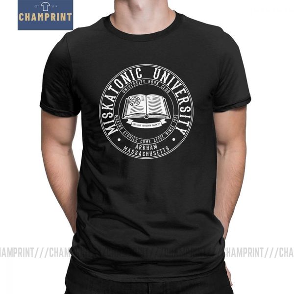 

men call of cthulhu miskatonic university book club t-shirt lovecraft novelty o neck short sleeve pure cotton tees t shirt