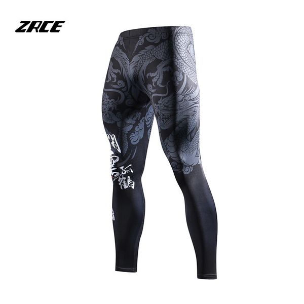 

zrce chinese style compression tight leggings 3d prints joggers fitness men's pants hip hop streetwear training men's trousers 200, Black