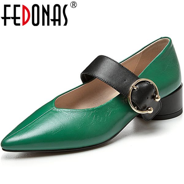 

fedonas classic mary janes shoes for women metal buckle pointed toe high heels pump autumn wedding party red shoes woman heels, Black