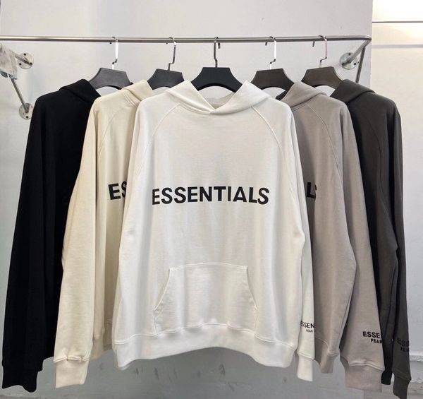 

2020 fog fear of god essentials chest three-dimensional letters epoxy tide brand hooded sweater hoodie lovers sweater 8756, Black