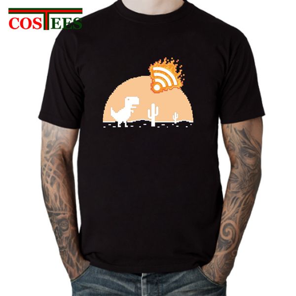 

funny apocalypsis signal t shirt homme chrome geek dinosaurs t-shirts male comic no internet tee shirt nerd no wifi t shirts men