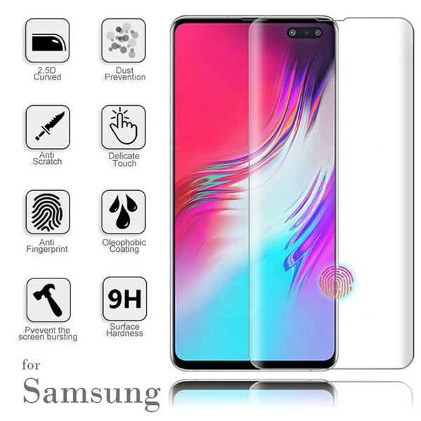 

3d curved full glue tempered glass for samsung s20 note20 s9 s8 plus note8 full adhesive screen protector case friendly with uv light in box