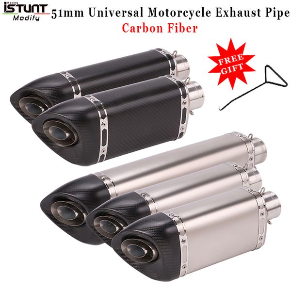 

51mm inlet universal motorcycle escape exhaust carbon fiber muffler db killer for nmax cb400 er6n gy6 atv dirt bike scooter