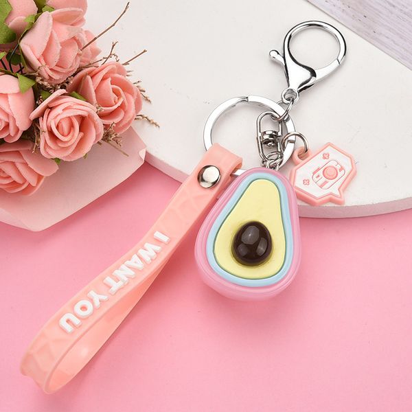 

fashion keychain fruit key chain car bag pendant personality keyring women couple cute acrylic keychain high quality, Silver