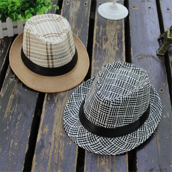 

trilby cap lattice pattern beach sun straw hat cap jazz hats girl visor casual panama sunhat 5.20, Blue;gray