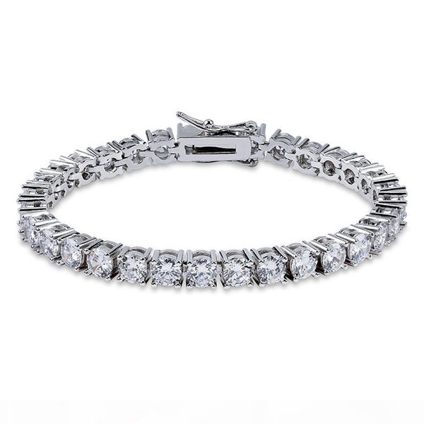 

5mm hip hop iced out tennis chain bracelets brass gold rose gold plated micro paved cz bracelets for men women bling jewelry, Black
