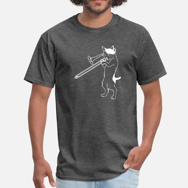 

funny trombone cat playing instrument humor t shirt men fitness short sleeve s-xxxl basic solid fitness funny spring cool shirt