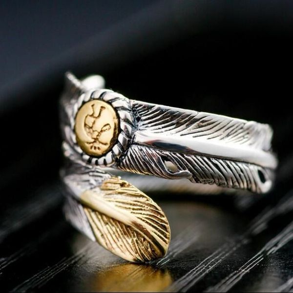 

vintage silver-plated takahashi taro feather open ring fashion indian arrow wings little finger ring cell phone finger ring