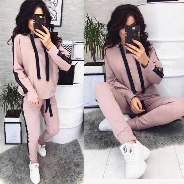 

2019 new casual tracksuit for women two piece set hoodies tight sportswear 2 pieces running sports suit for women suits, Gray