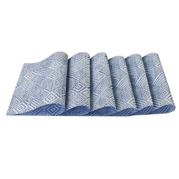 

6pcs heat resistant pvc placemats geometric pattern dining room table mats