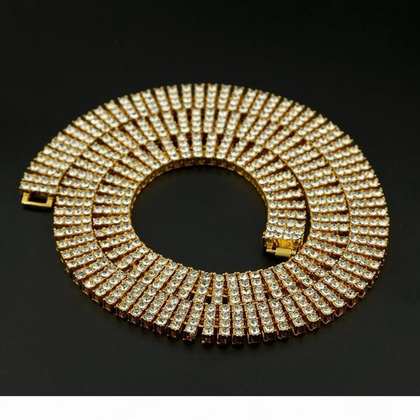 

hiphop iced из 4 строк bling bling цепи ожерелье 18k gold silver gun латных большое заявление ожерелье для мужчин