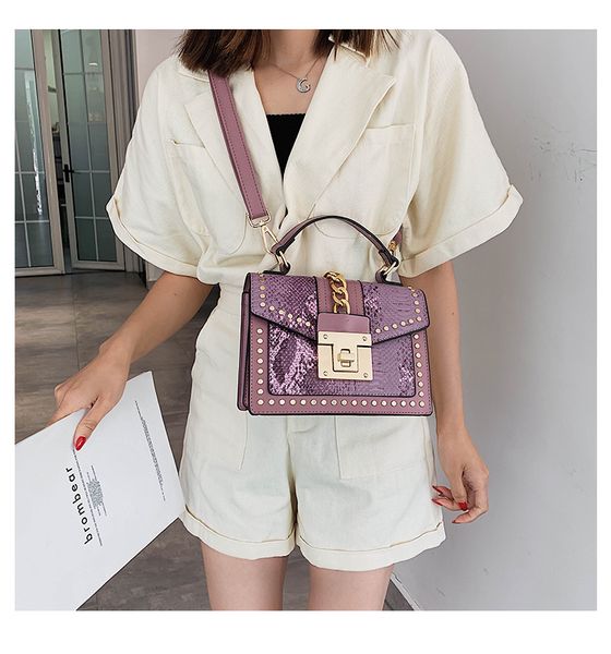 

fashion textured snakeskin shoulder bag portable square bag european and american fashion crossbody bag 6color high quality, Silver