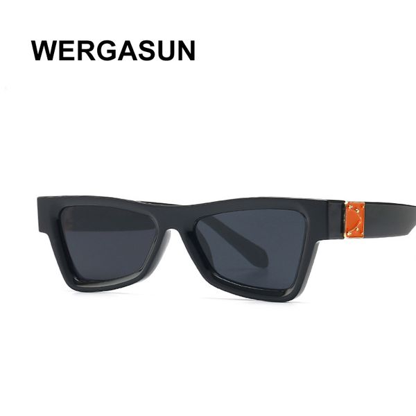 

wergasun 2020 trendy sunglasses men women designer vintage classic black cat eye sun glasses for male uv400, White;black