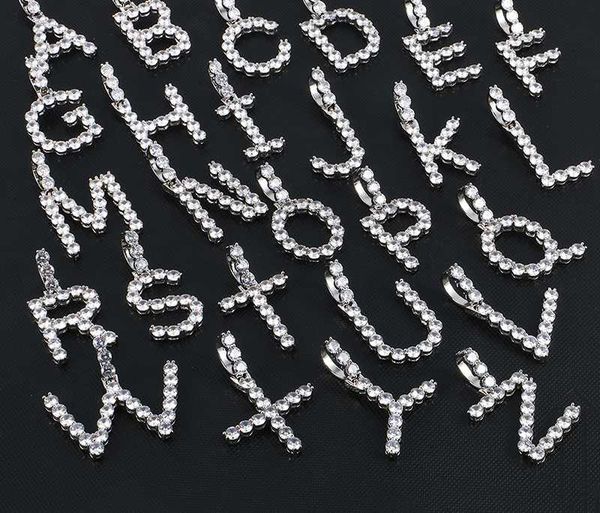 

zircon tennis custom name letters pendant necklace gift women men's hip hop rapper jewelry full iced cubic zirconia tennis chain, Silver