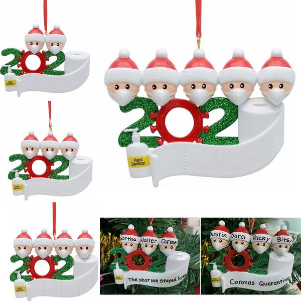 

DHL 2020 Quarantine Christmas Birthdays Party Decoration Gift Product Personalized Family Of 2 3 4 5 6 7 Ornament Pandemic Social Distancing