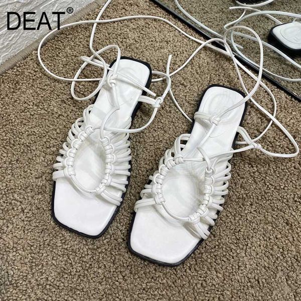 

deat] 2020 new spring summer square toe shallow narrow band hollow out pu leather sandals for women shoes fashion tide 10i687, Black