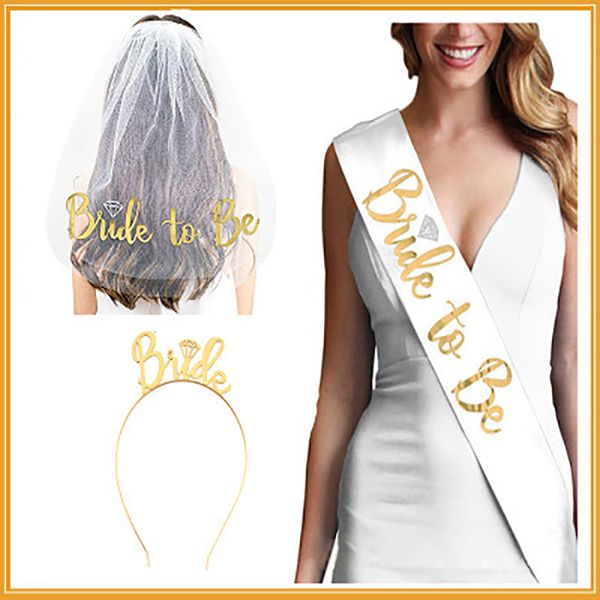 

bride to be sash & headband tiara veil wedding accessories for bachelorette party bridal shower hen bridal party, Silver