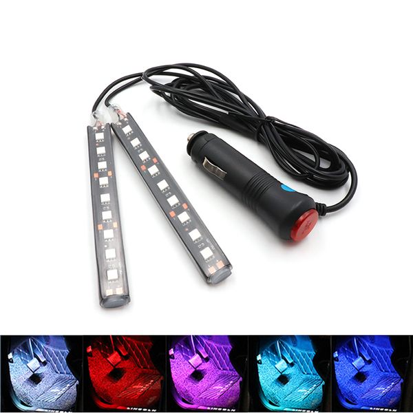 

niscada 18 led car interior atmosphere led strip light dash floor foot cigarette lighter adapter decorative lamp