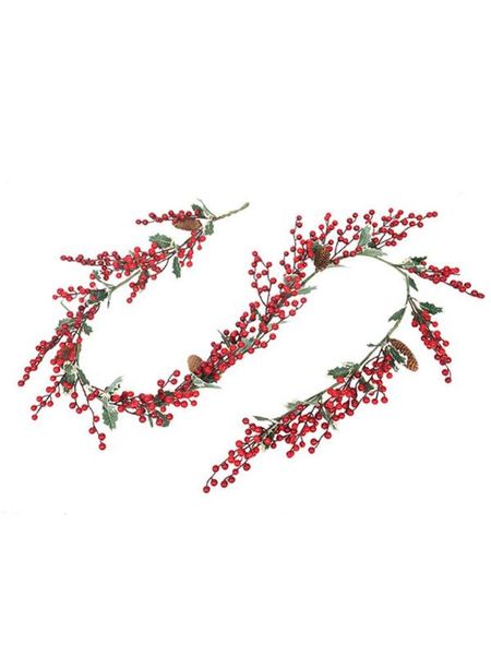 

christmas artificial pine cone cane durable rattan red fruit string front door window diy wedding home party pendant wall decor