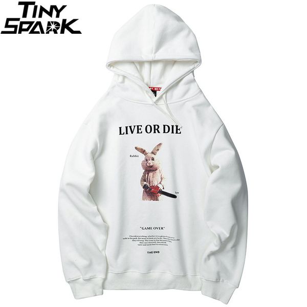 

men hip hop hoodie sweatshirt streetwear funny rabbit saw print harajuku hooded pullover cotton autumn 2019 fashion loose hoodie cx200808, Black
