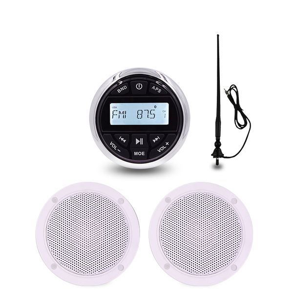 

waterproof marine radio stereo bluetooth audio receiver car mp3 player+4" marine speaker+fm am antenna for utv motorcycle yacht