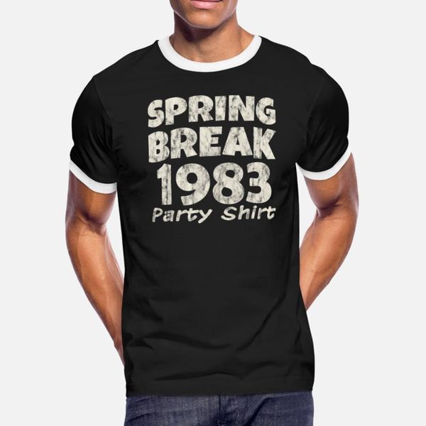 

spring break party 1983 vintage disco funk тенниски мужчин напечатан с коротким рукавом размер евро s-3xl письмо фитнеса смешные повседневно