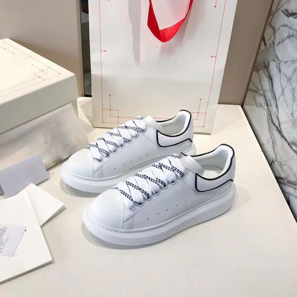 

white smooth calfskin oversized sneakers women low-trainers reflective platform sneaker warking outdoor men shoes with box eu35-46, Black