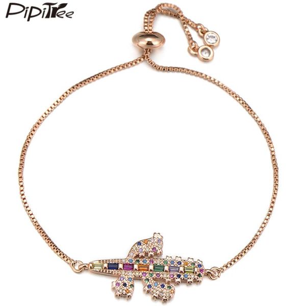 

charm bracelets pipitree unique full micro cubic zirconia crystal cactus bracelet slider chain ladies women party wedding jewelry gift, Golden;silver