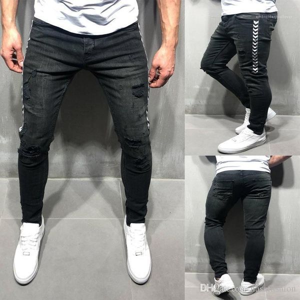

hiphop skateboard long pencil pants male hombres designer jeans spring summer, Blue