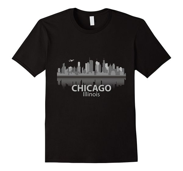 

2019 new summer cool tee shirt chicago t-shirt city skyline landmark souvenir home love tee cotton t-shirt
