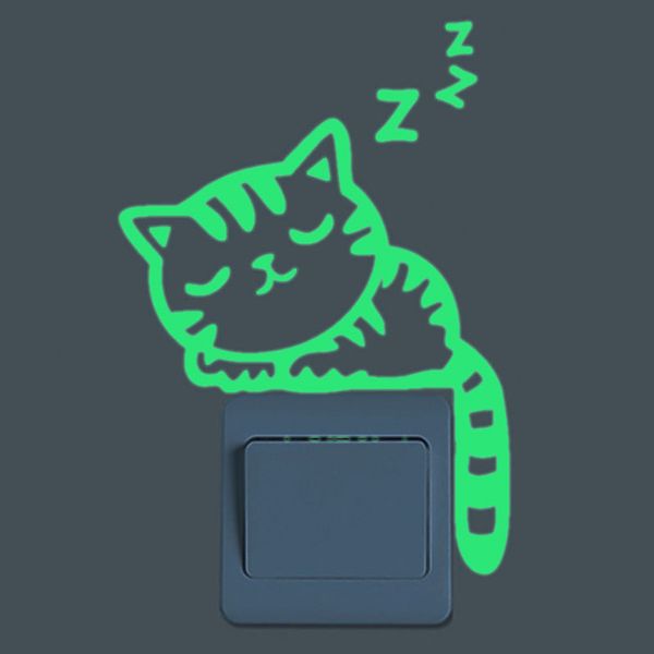 

home decor переключатель cat стены наклейки светящиеся детская комната животные таблички мультфильм