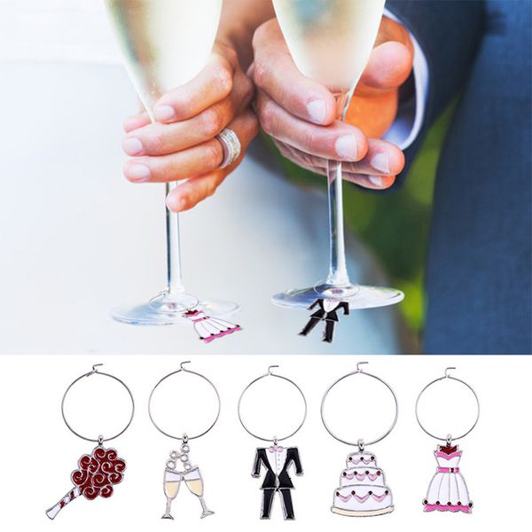 

5pcs goblet rings wire hoop holiday keychain wedding decor glass charms adorable