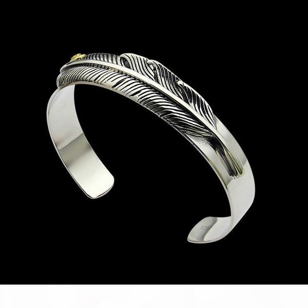 

2020 designer goro gaucho feather opening bracelet asian gold version retro couple bracelet for men and women, Black