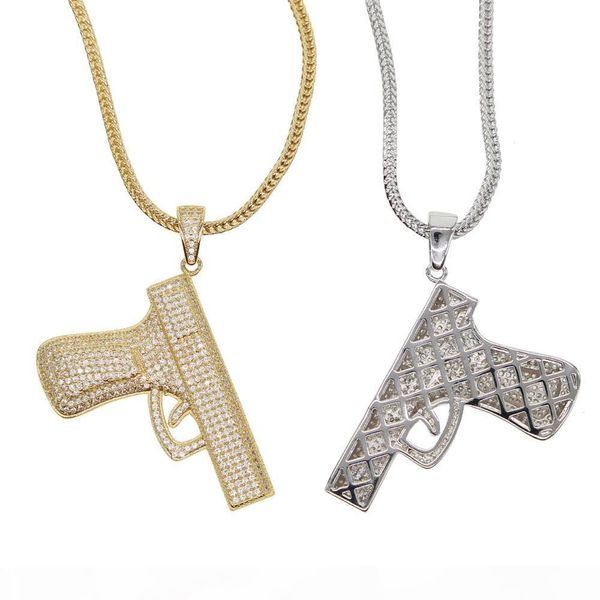

hip hop shiny neck gold color plated pistol uzi gun pendants & necklaces chain necklace for men women party accessories punk, Silver