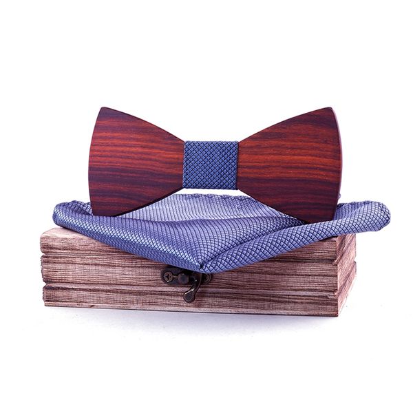 

dropshipping wedding gifts for groosmen square scarf cufflinks shirt luxury grid red sandal wood bow tie set with case, Blue;purple