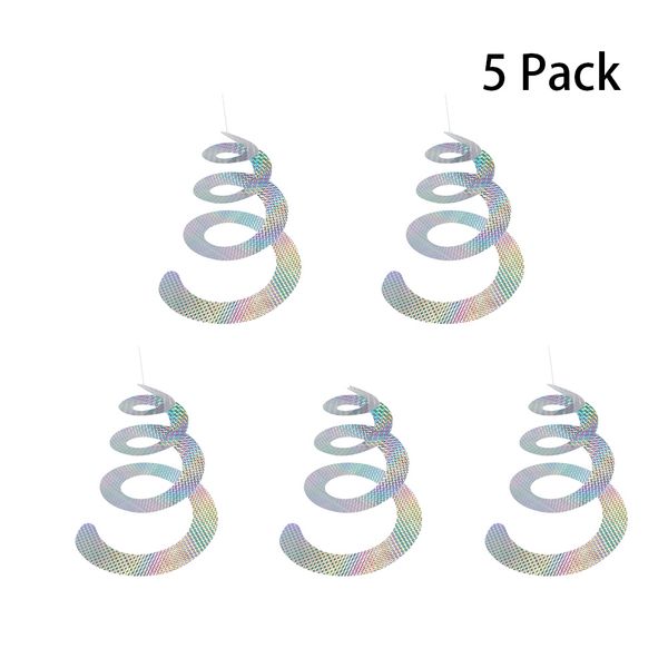 

5pcs bird repellent device deterrent home yard tree hanging reflective spiral