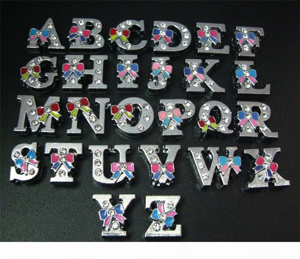 

52pcs много a-z кристалл эмаль письмо плавающих подвески для стекла живой памяти locket заключений ювелирных изделий компонентов, Bronze;silver