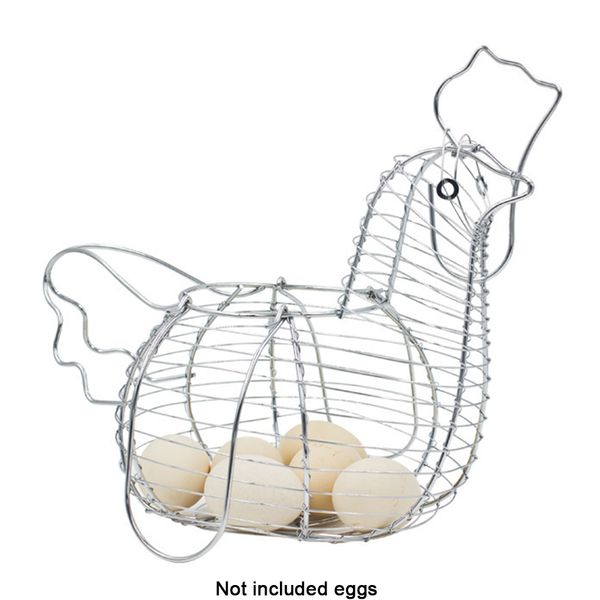 

iron wire holder organizer with handle storage food container hen shape basket