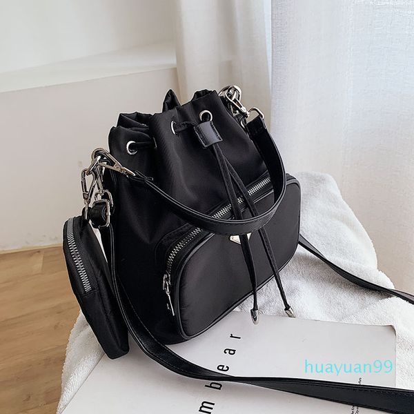 

new-fashion bucket shoulder bag women drawstring crossbody bag female messenger bags ladies nylon handbag sac